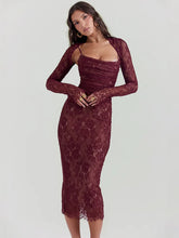 Sheer Mesh Long Sleeve Spaghetti Strap Bodycon Floral Dress